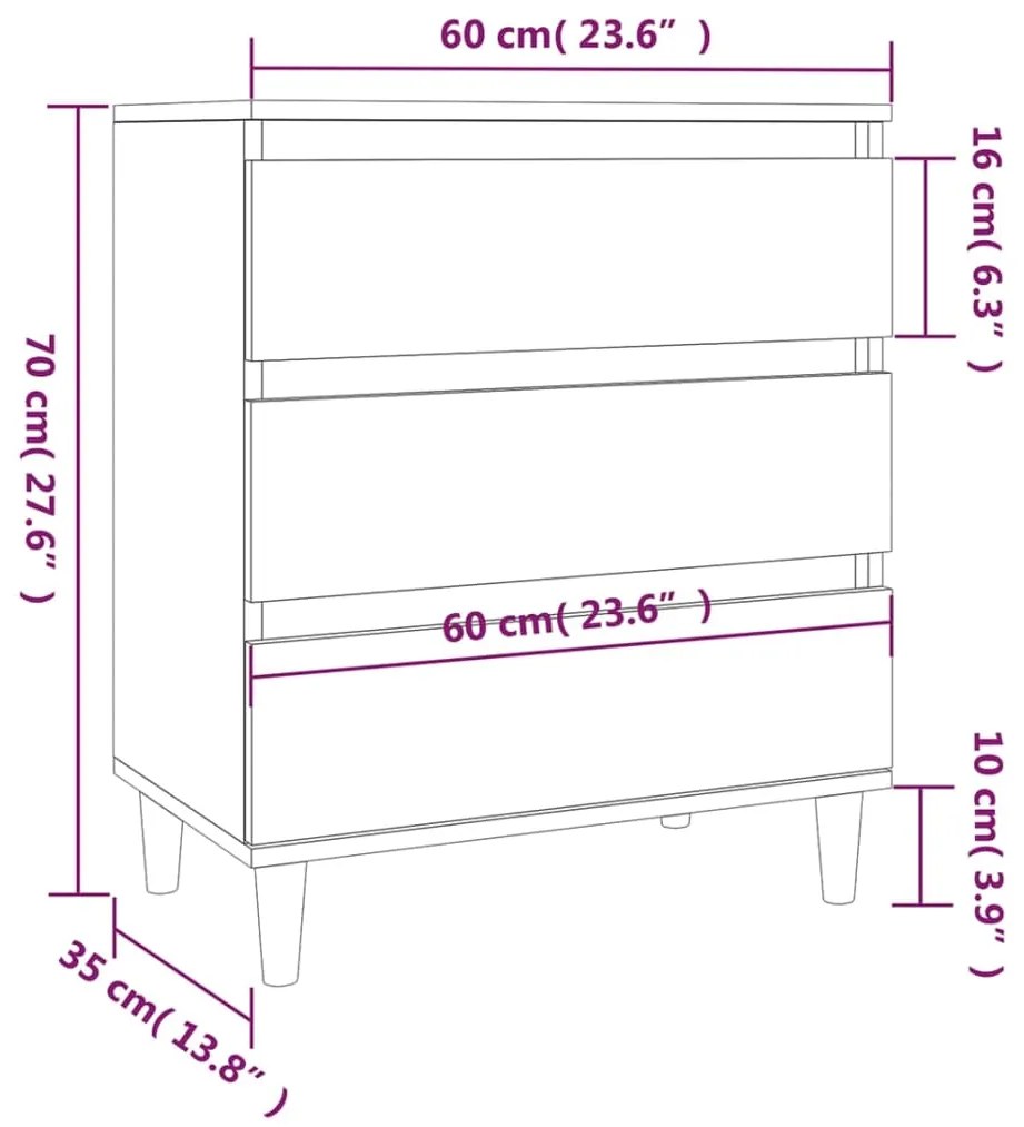 Ντουλάπι Γκρι Sonoma 60x35x70 εκ. από Επεξεργασμένο Ξύλο - Γκρι