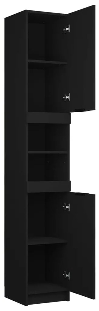 vidaXL Ντουλάπι Μπάνιου Μαύρο 32 x 34 x 188,5 εκ. Επεξεργασμένο Ξύλο