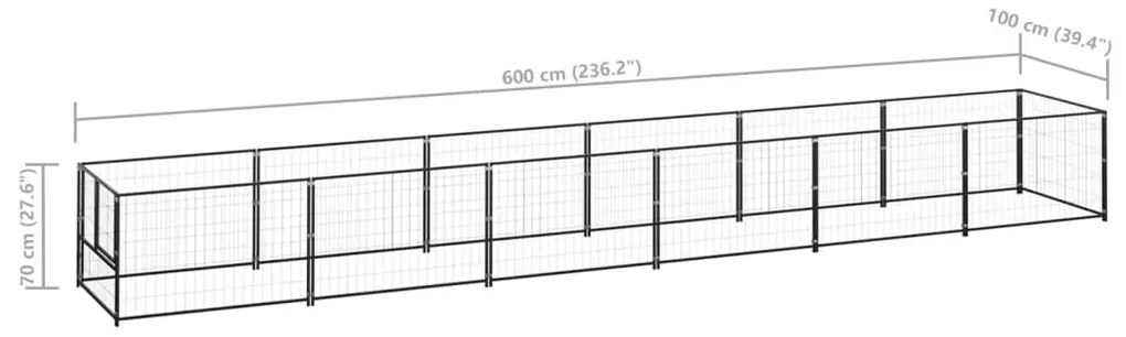 Σπιτάκι Σκύλου Μαύρο 6 μ² Ατσάλινο - Μαύρο