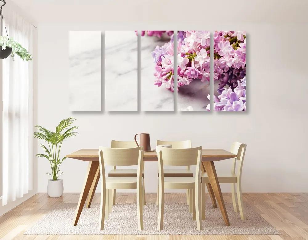 Εικόνα 5 μερών ενός όμορφου λουλουδιού σε μαρμάρινο φόντο - 200x100