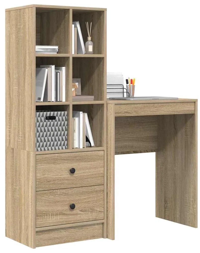vidaXL Γραφείο με αποθηκευτικό χώρο με συρτάρι 2 pcs Δρύς Sonoma