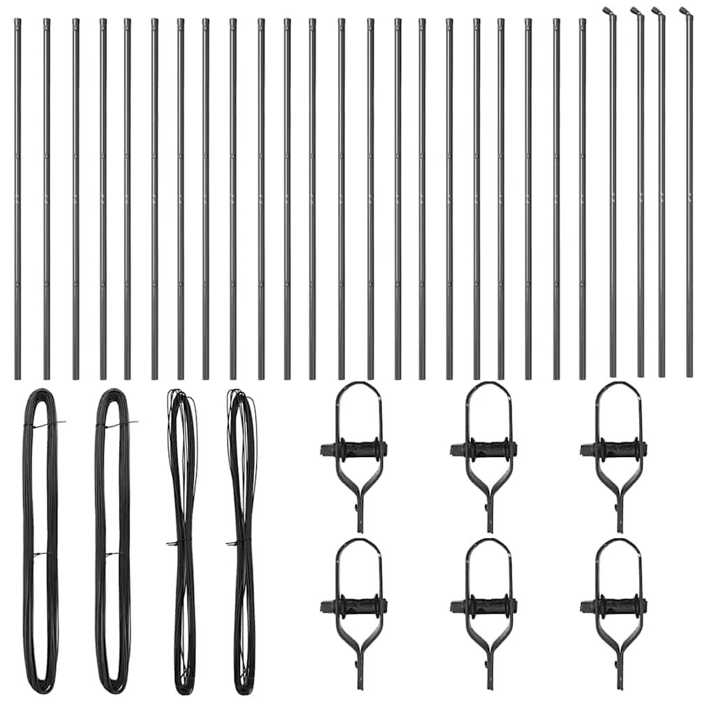vidaXL Στύλος Περιφράξεων 26 pcs Γκρι 3.2 x 3.2 x 200 εκ Ατσάλι