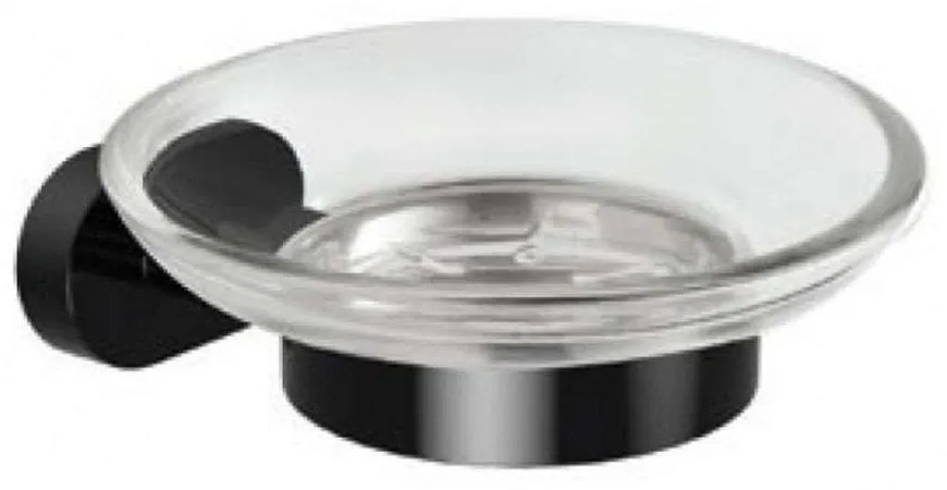 Σαπουνοθήκη Γυάλινη New Oval 75059-B Black Karag Glass