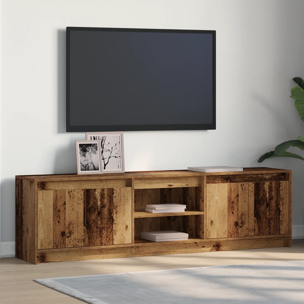 vidaXL Ντουλάπι TV με φώτα λωρίδας LED με αποθήκευση με πόρτα Καφέ 180 x 34 x 50 εκ