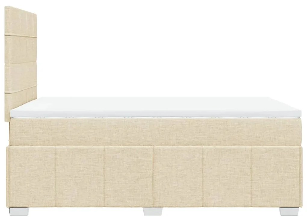 vidaXL Κρεβάτι Boxspring με Στρώμα Κρεμ 120x190 εκ. Υφασμάτινο