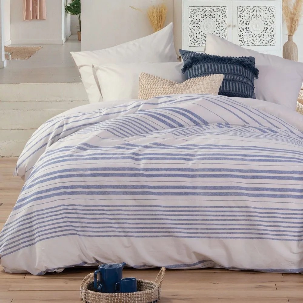 Σεντόνια Mercury (Σετ 3τμχ) White-Blue Nef-Nef Μονό 170x270cm 100% Cotton