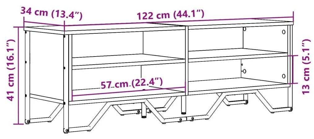 Έπιπλο Τηλεόρασης Καπνιστή Δρυς 122x34x41εκ. Επεξεργασμένο Ξύλο - Καφέ