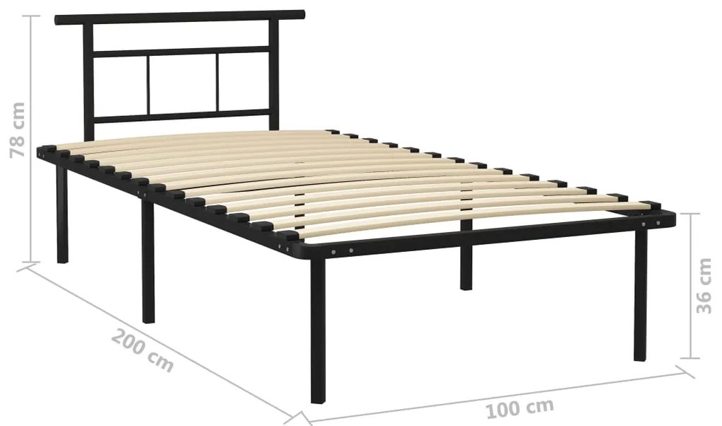vidaXL Πλαίσιο Κρεβατιού Μαύρο 100 x 200 εκ. Μεταλλικό