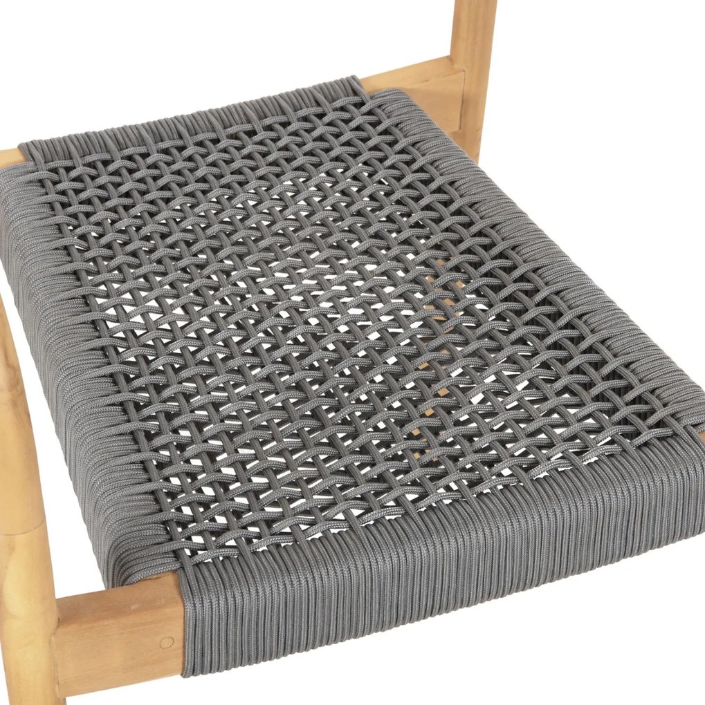 Πολυθρόνα OSLO Ξύλο Teak Φυσικό και Γκρί Σχοινί 55x54x80Yεκ. 55x54x80 εκ.