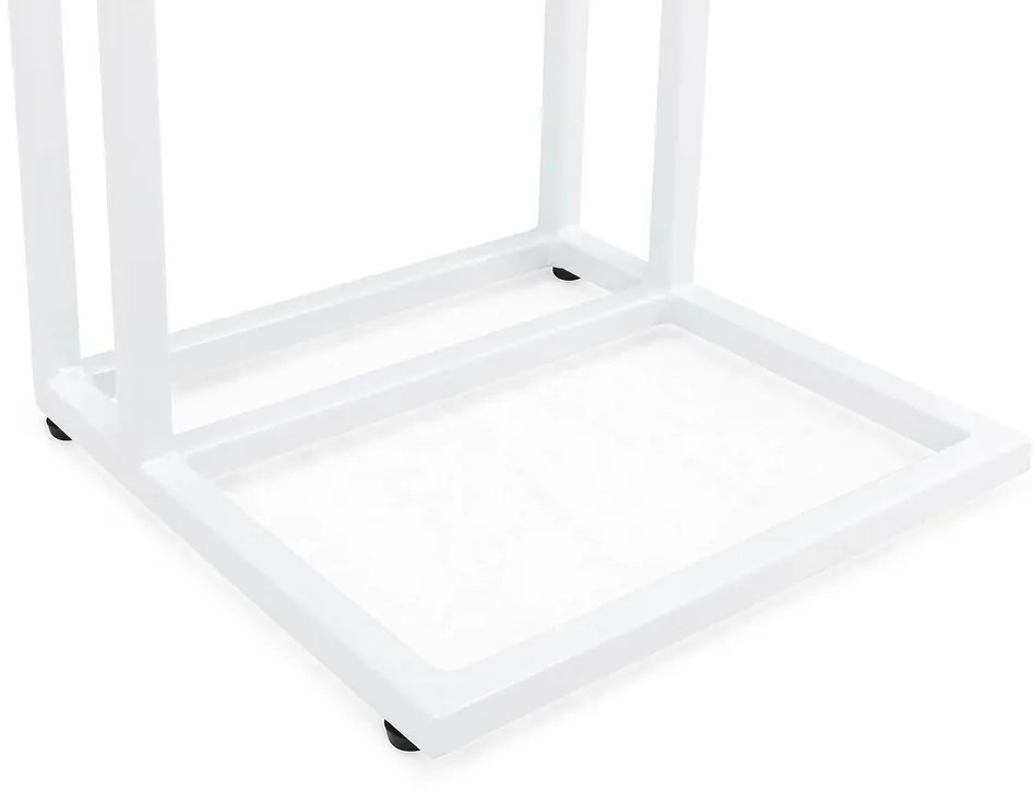 Τραπεζάκι εξωτερικού χώρου Comfort Garden 1134, 68x35x35cm, Άσπρο, Επεξεργασμένο γυαλί, Μέταλλο