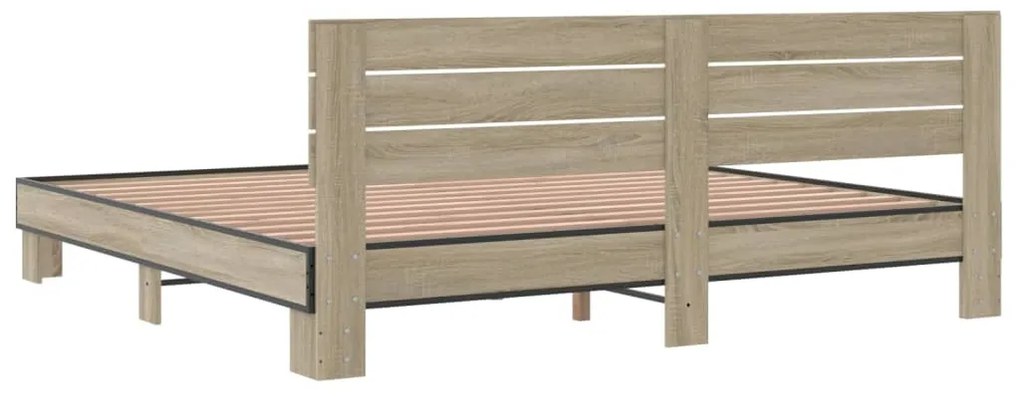 vidaXL Πλαίσιο Κρεβατιού Sonoma Δρυς 200x200 εκ. Επεξ. Ξύλο &amp; Μέταλλο