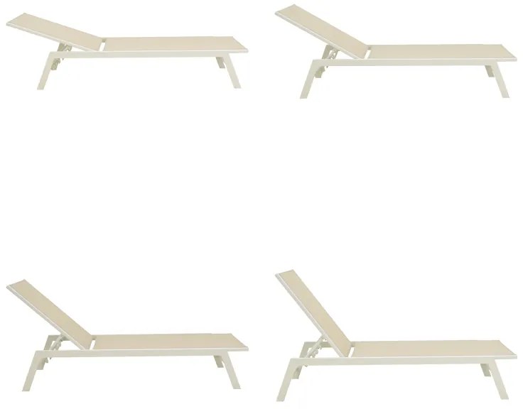 Ξαπλώστρα Boka pakoworld λευκό αλουμίνιο και textilene σε μπεζ απόχρωση 60x192x31εκ