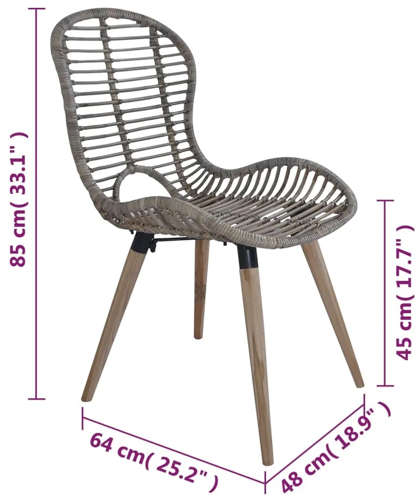 vidaXL Καρέκλες Τραπεζαρίας 2 τεμ. Καφέ από Γνήσιο Ρατάν