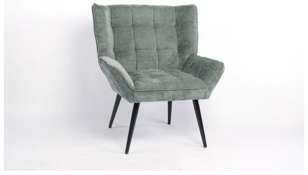 Πολυθρόνα ArteLibre TIVA Πράσινο Ύφασμα Σενίλ/Μέταλλο 84x78x77cm