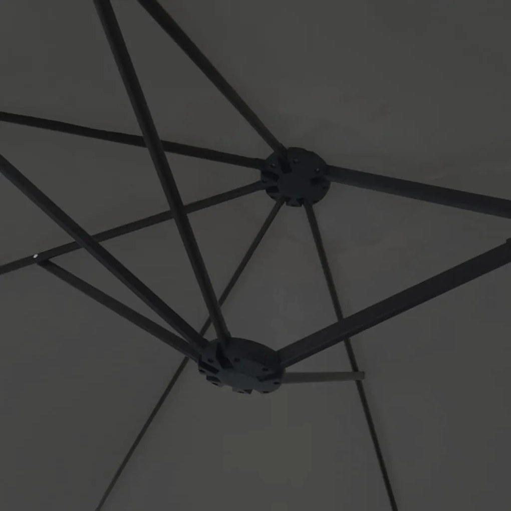 Ομπρέλα Κήπου με Διπλή Κορυφή και LED Ανθρακί 449 x 245 εκ. - Ανθρακί