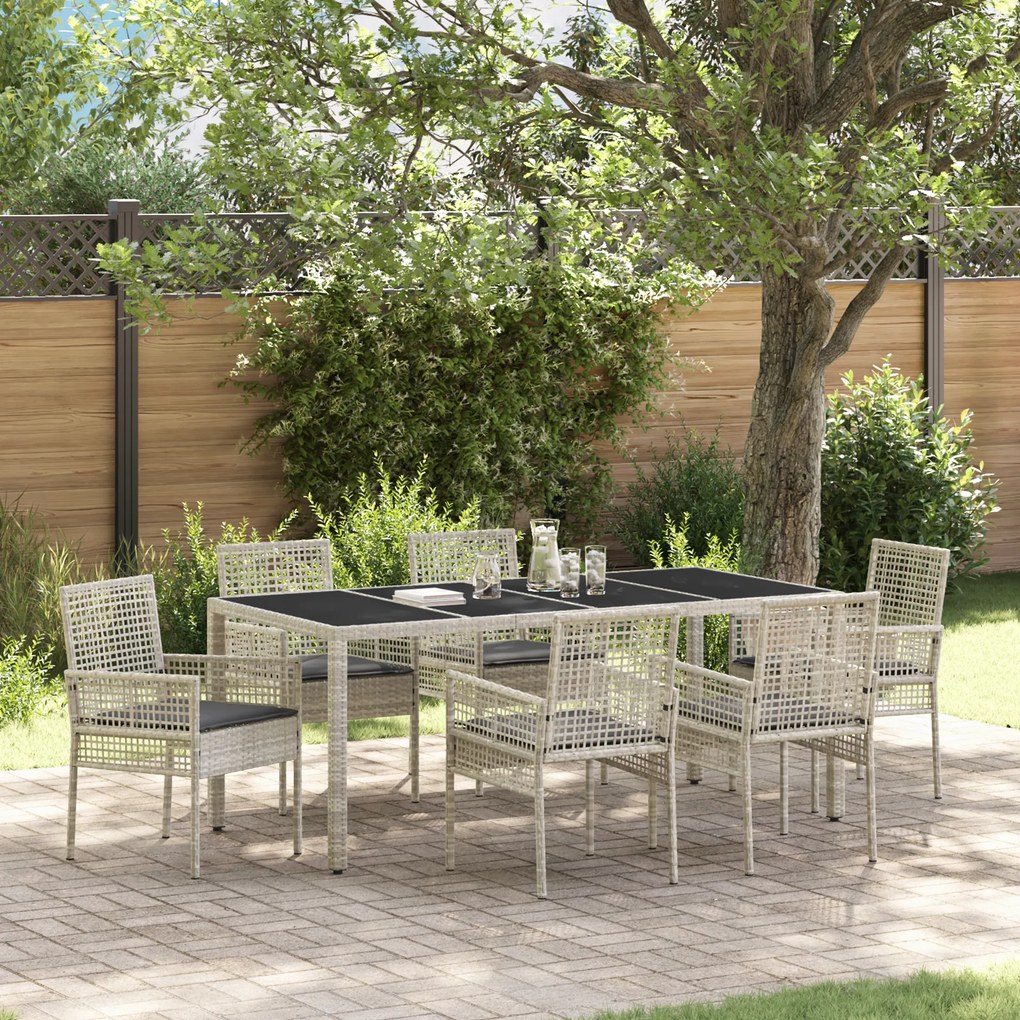 vidaXL Σέτ φαγητού για κήπο 7 pcs Ανοιχτό γκρι 190 x 90 x 75 cm
