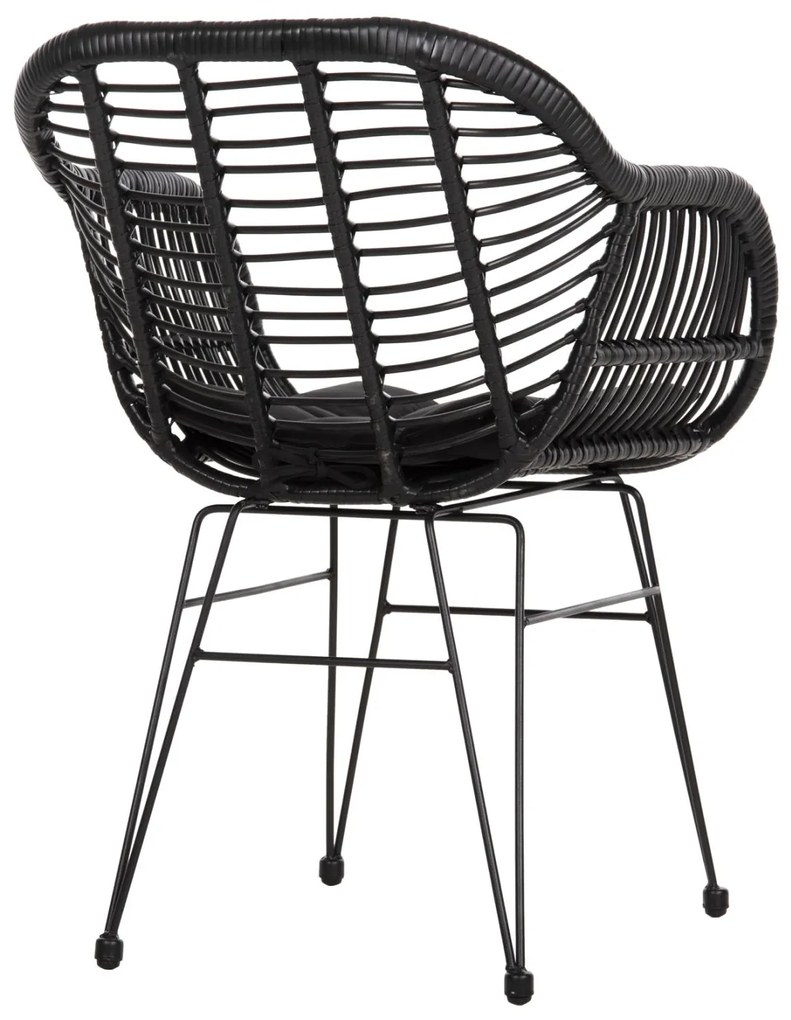 Καρέκλα Πολυθρόνα ALLEGRA C5450.32 Μεταλλική με Μαύρο Wicker &amp; Μαξιλάρι 58x59x82Υεκ. 58x59x82 εκ.