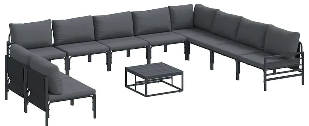 vidaXL Σετ Καναπέ Κήπου 11 pcs Ανθρακί Ατσάλι