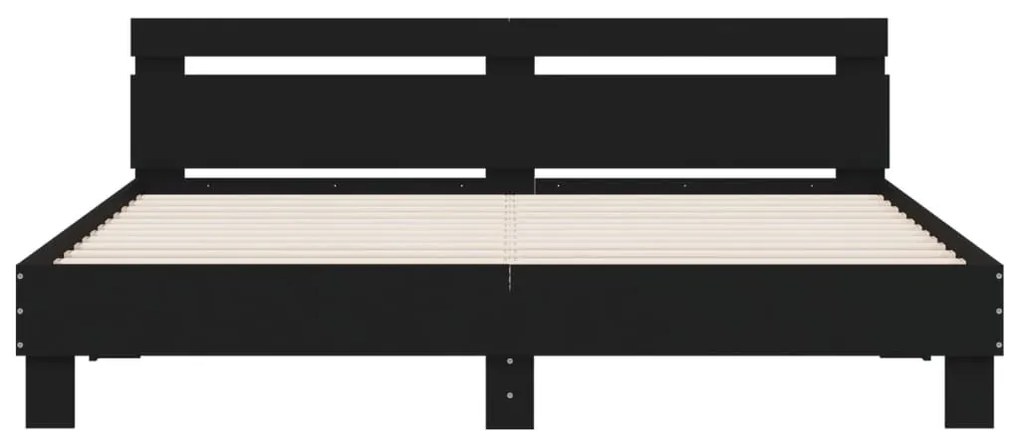 Πλαίσιο Κρεβατιού με Κεφαλάρι/LED Μαύρο 160 x 200 εκ - Μαύρο
