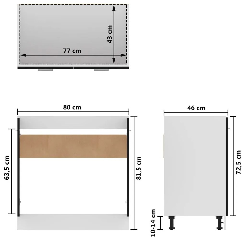 Ντουλάπι Νεροχύτη Μαύρο 80x46x81,5 εκ. Επεξ. Ξύλο - Μαύρο