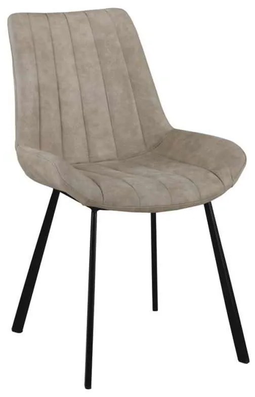 Καρέκλα Μεταλλική MATT Μαύρη/Ύφασμα Suede Μπεζ 55x61x88cm (Σετ 4 ΤΕΜ)