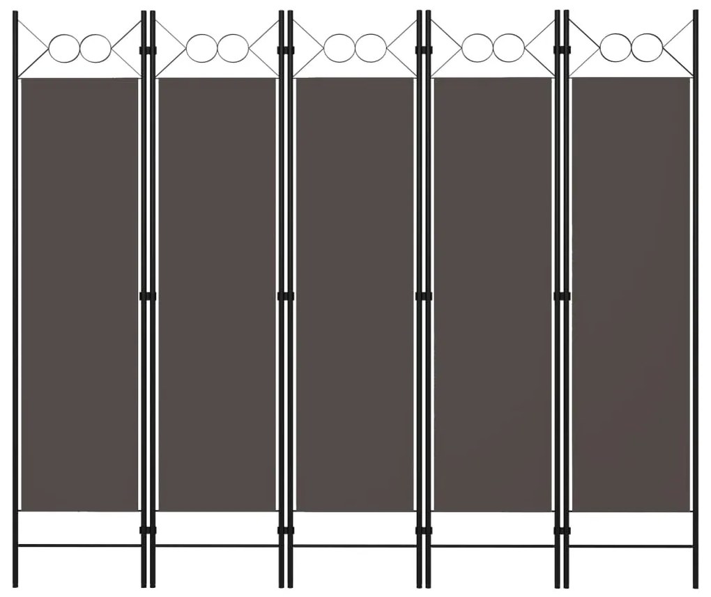 Διαχωριστικό Δωματίου με 5 Πάνελ Ανθρακί 200 x 180 εκ. - Ανθρακί