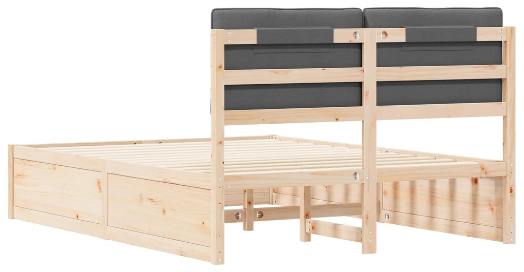 vidaXL Σκελετός Κρεβατιού με Επενδεδυμένο Κεφαλάρι Σκούρο Γκρι