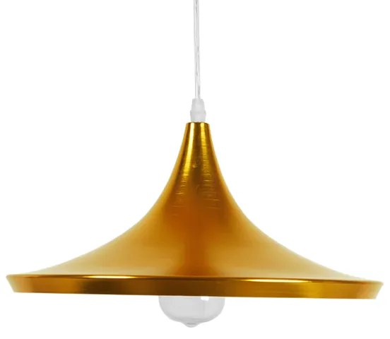 GloboStar® SHANGHAI GOLD 01545 Μοντέρνο Κρεμαστό Φωτιστικό Οροφής Μονόφωτο 1 x E27 Χρυσό Μεταλλικό Καμπάνα Φ37 x Y20cm