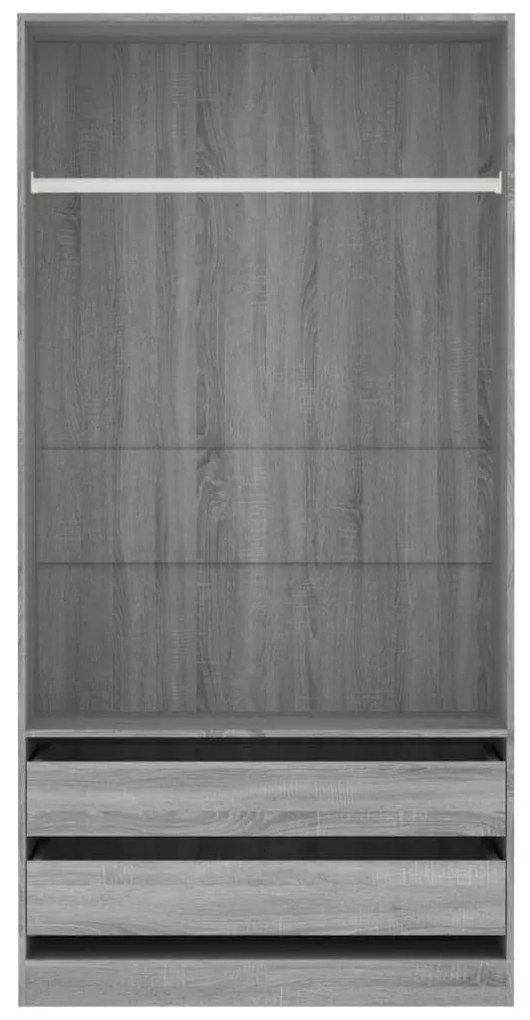 vidaXL Ντουλάπα Γκρι Sonoma 100x50x200 εκ. από Επεξεργασμένο Ξύλο