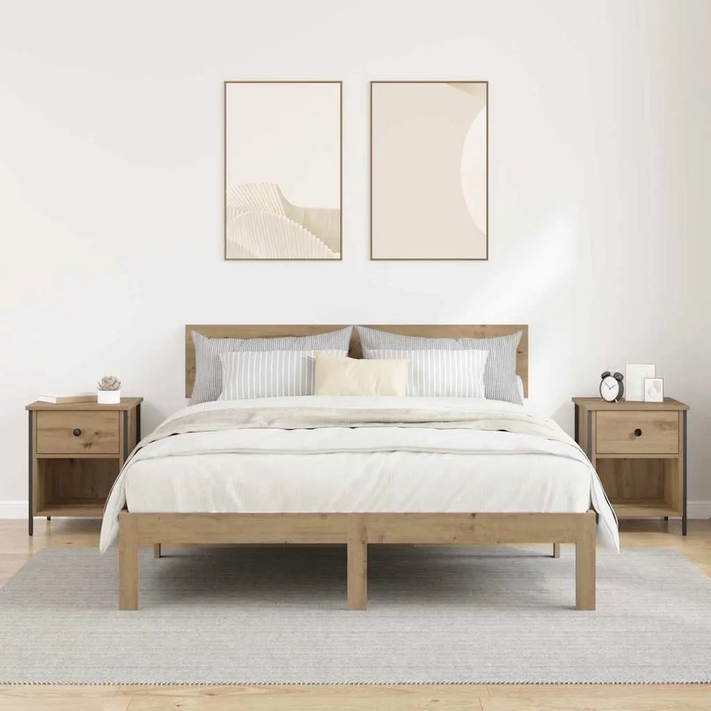 vidaXL Κομοδίνο 2 pcs artisan δρυς 40 x 42 x 50 cm Επεξεργασμένο ξύλο