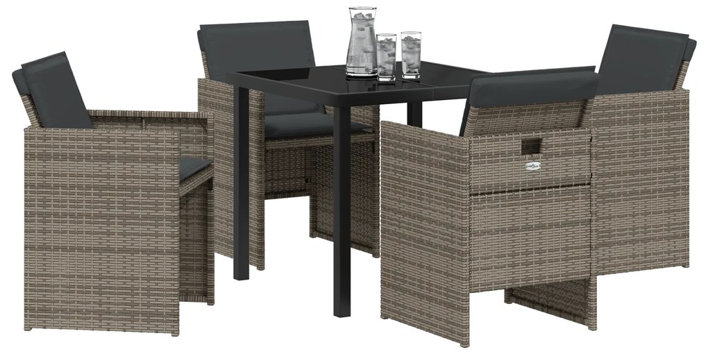 vidaXL Σέτ φαγητού για κήπο 5 pcs Γκρι συνθετικό ρατάν