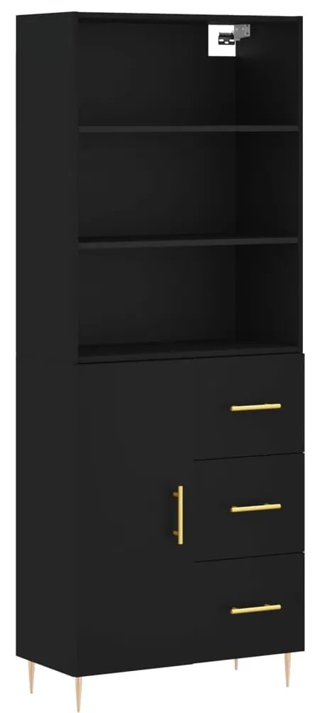 vidaXL Ντουλάπι Μαύρο 69,5x34x180 εκ. από Επεξεργασμένο Ξύλο