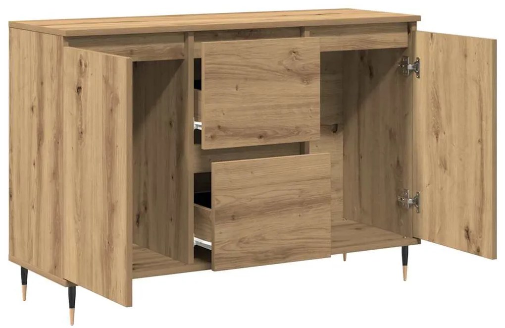 vidaXL Πλαϊνό γραφείο με συρτάρι artisan δρυς 101.5 x 35 x 70 εκ