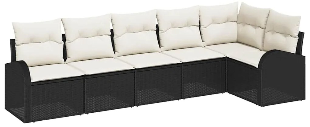 vidaXL Σετ Καναπέ Κήπου με μαξιλάρι 6 pcs Μαύρο Πολυ ράταν