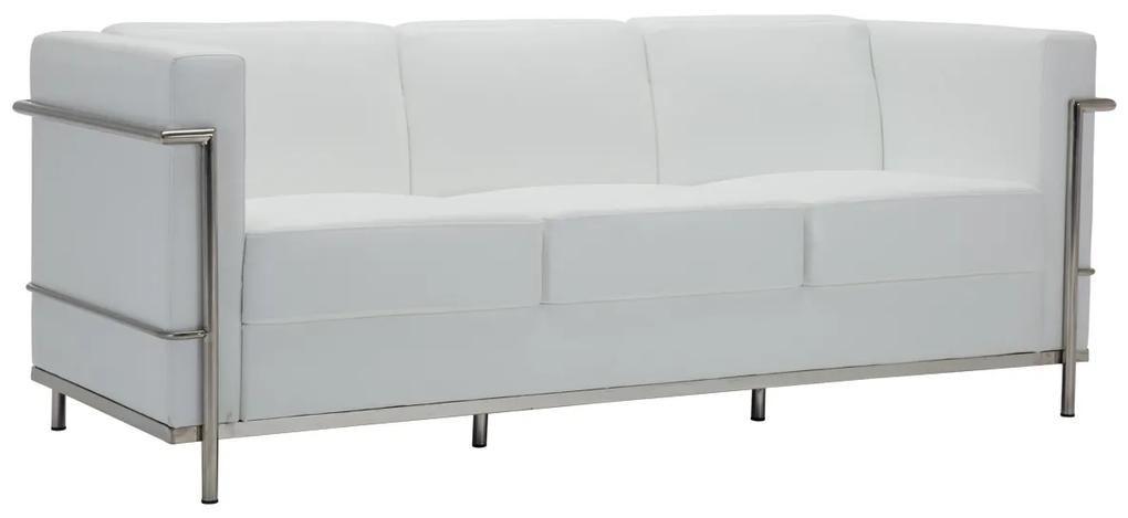 Καναπές Τριθέσιος GENOVA PU Άσπρο 188x73x71cm