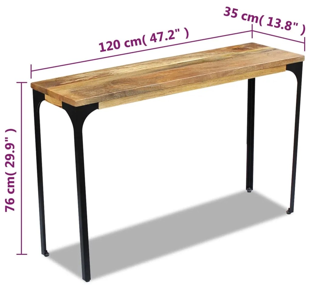 Κονσόλα Τραπέζι 120 x 35 x 76 εκ. από Ξύλο Μάνγκο - Καφέ