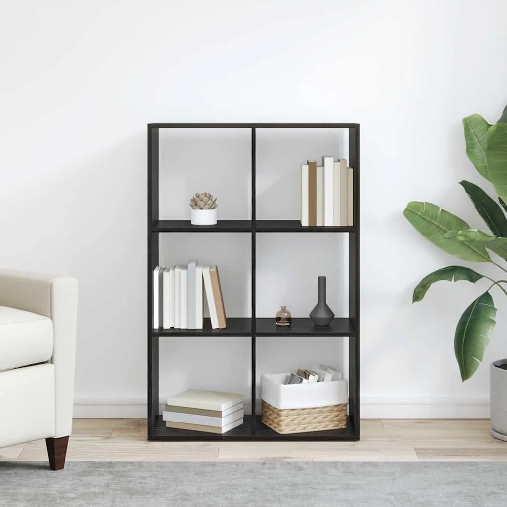vidaXL Βιβλιοθήκη Μαύρη δρυς 69.5 x 29 x 103.5 εκ Επεξεργασμένο ξύλο