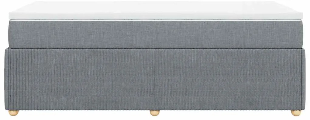 vidaXL Κρεβάτι Boxspring με Στρώμα Ανοιχτό Γκρι 90x200 εκ. Υφασμάτινο