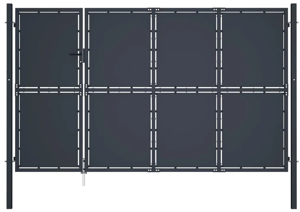 vidaXL Πόρτα Περίφραξης Κήπου Ανθρακί 350 x 150 εκ. Ατσάλινη