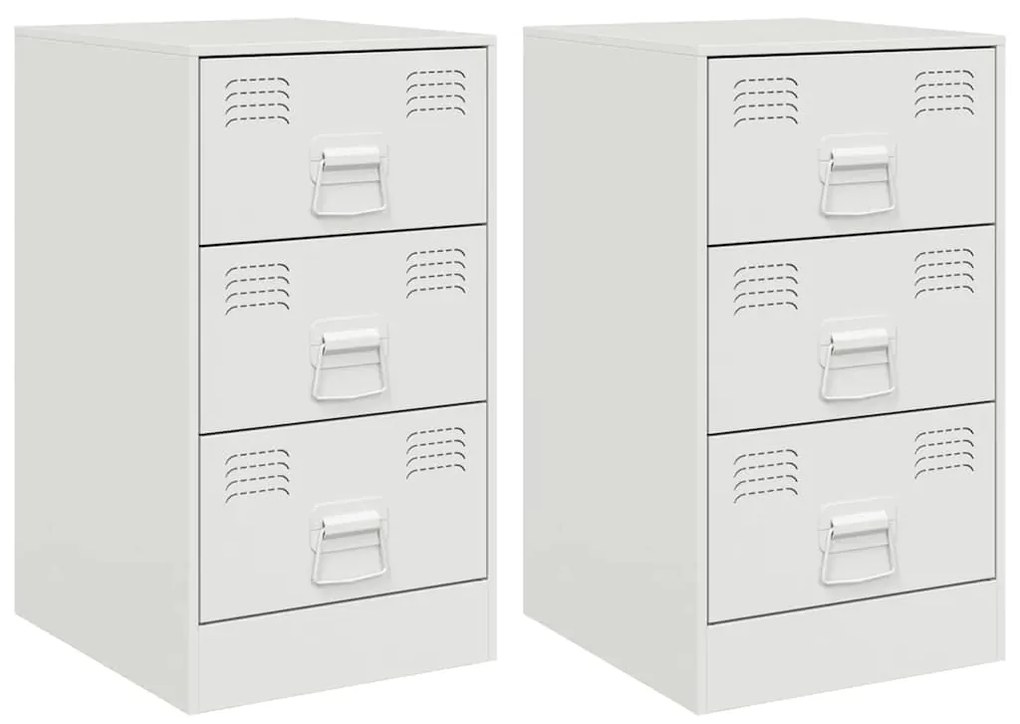 vidaXL Κομοδίνα 2 τεμ. Λευκό 34,5x39x62 εκ. από Χάλυβα
