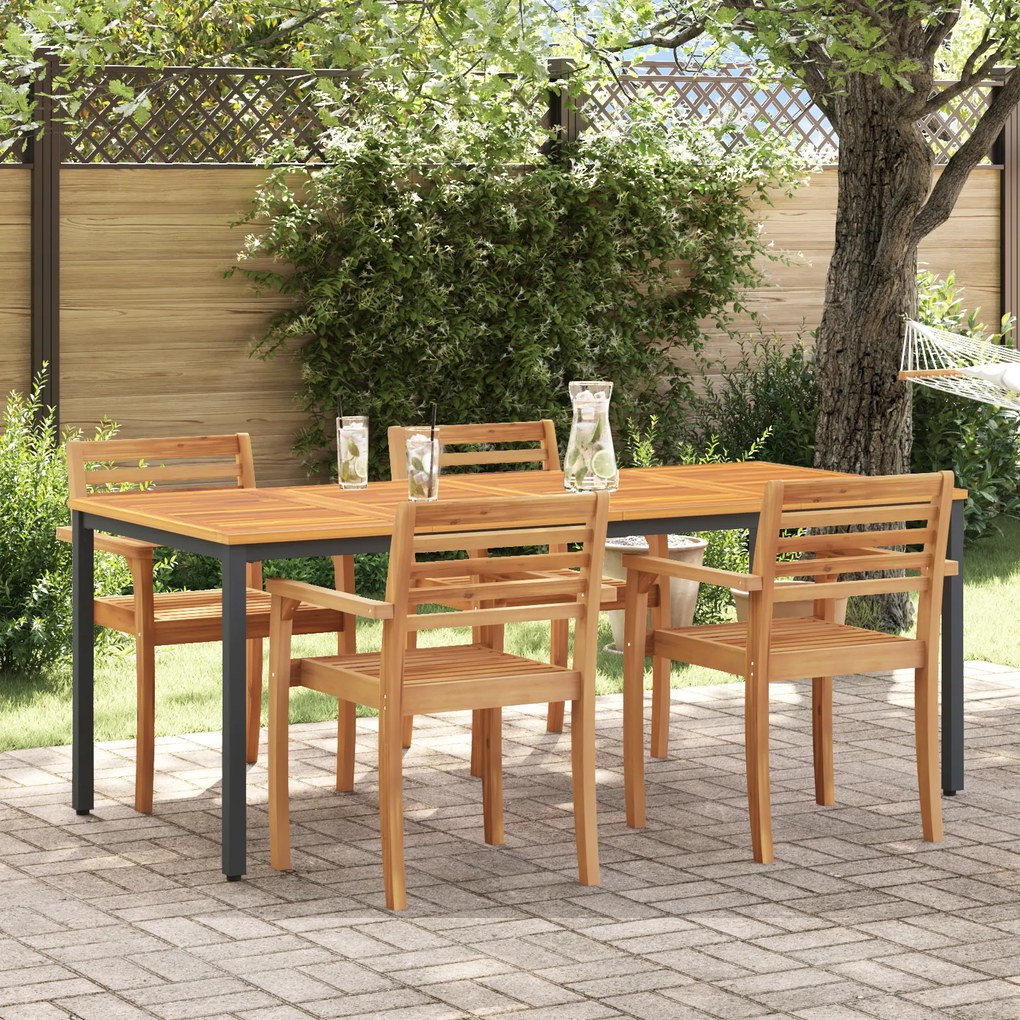 vidaXL Τραπέζι Κήπου 200x90x75 εκ από Στερεό Ξύλο Ακακίας και Μέταλλο