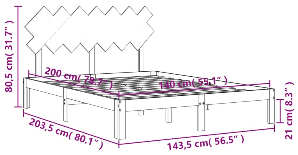 ΠΛΑΙΣΙΟ ΚΡΕΒΑΤΙΟΥ ΜΕ ΚΕΦΑΛΑΡΙ ΛΕΥΚΟ 140X200 ΕΚ. ΜΑΣΙΦ ΞΥΛΟ 3193727