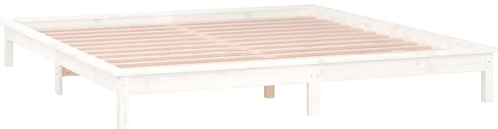 vidaXL Πλαίσιο Κρεβατιού με LED Λευκό 140 x 200 εκ. από Μασίφ Ξύλο