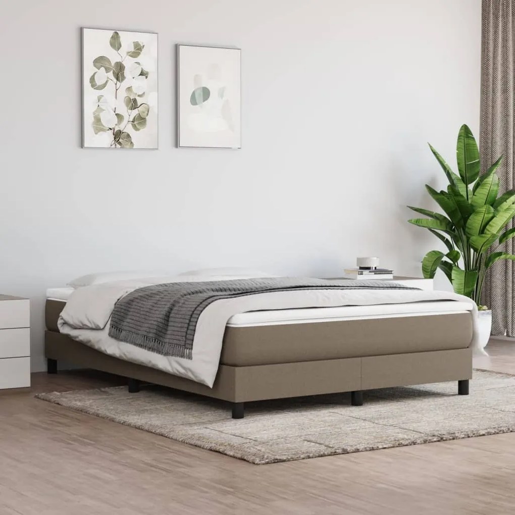 Κρεβάτι Boxspring με Στρώμα Taupe 140x200 εκ. Υφασμάτινο