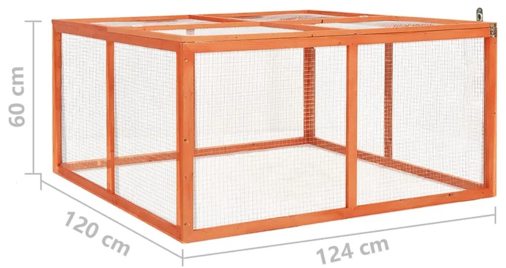 vidaXL Κλουβί Κουνελιών 124 x 120 x 60 εκ. από Μασίφ Ξύλο Ελάτης