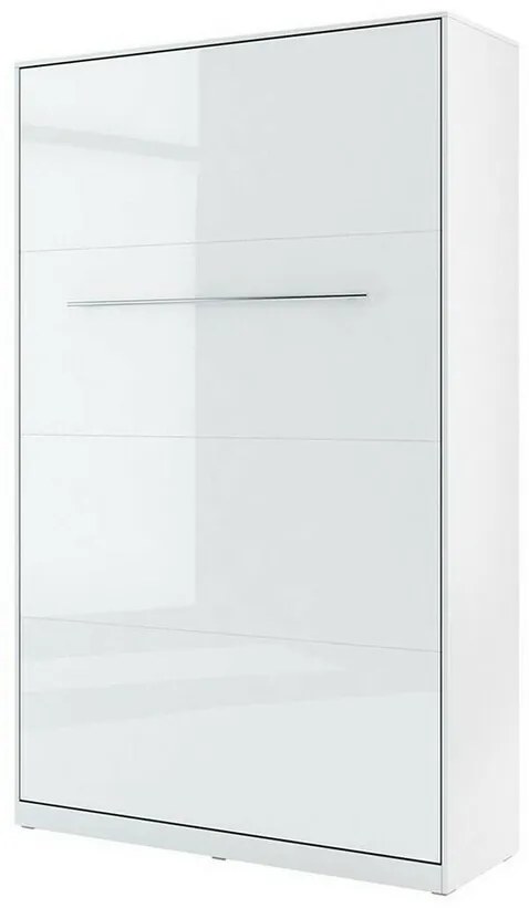 Σετ επίπλων Concept Pro Lenart AH145, Γυαλιστερό λευκό, Άσπρο, Πλαστικοποιημένη μοριοσανίδα, Τάβλες για Κρεβάτι, 90x200, Μονόκλινο, Με συρτάρια, Με πόρτες