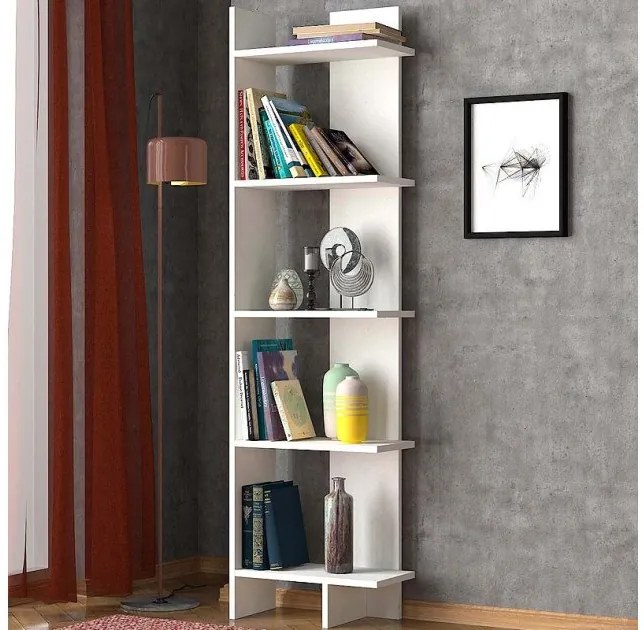 Βιβλιοθήκη μελαμίνης Perla Megapap λευκό 48x22x170εκ. GP042-0103,1-GP042-0103,1-Λευκό GP042-0103,1