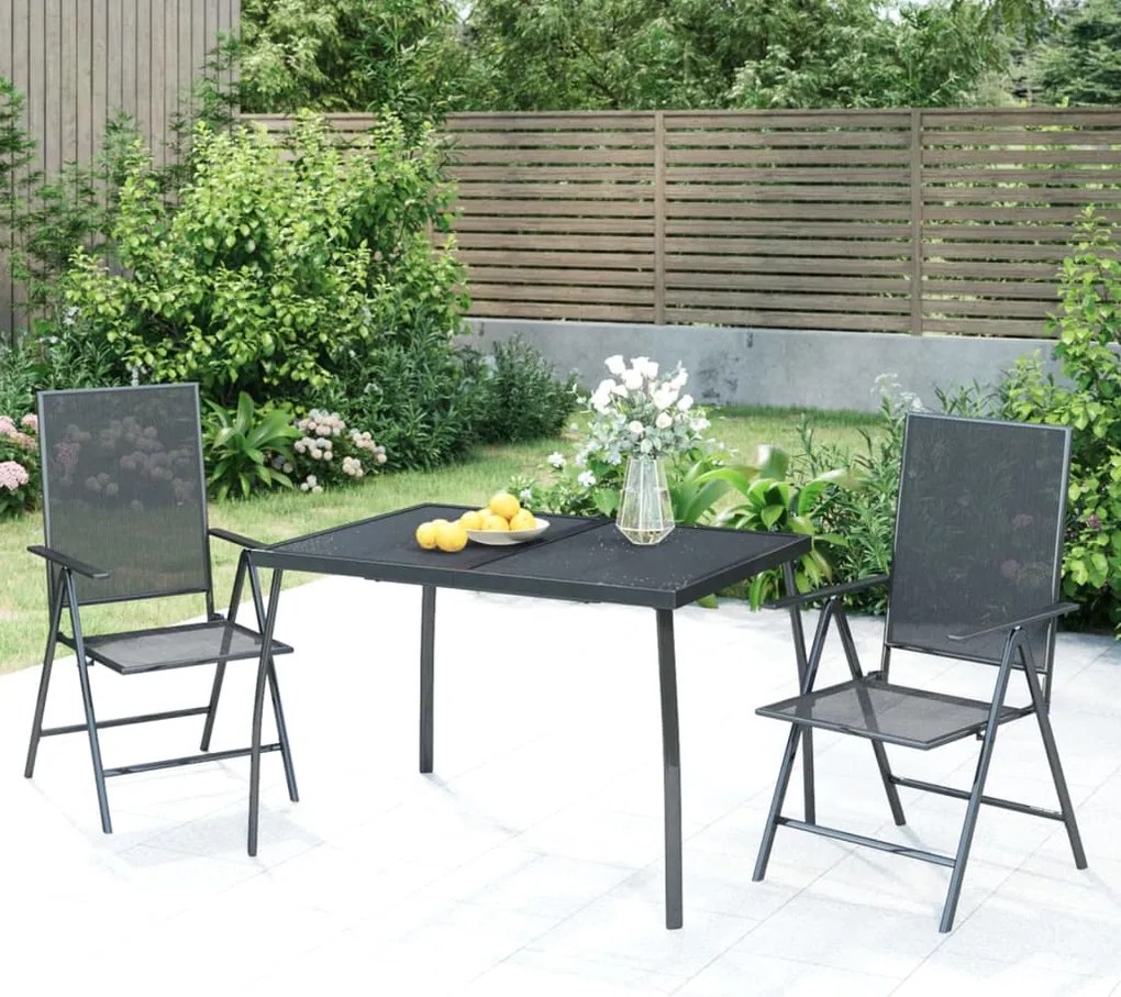 vidaXL Τραπέζι Κήπου Ανθρακί με Πλέγμα 110 x 80 x 72 εκ. Ατσάλινο