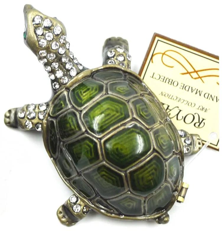 Διακοσμητικό Κουτάκι Μινιατούρα Χελώνα Πράσινο Με Σμάλτο &amp; Στρας Royal Art 8x2x4εκ. BOS7865GR
