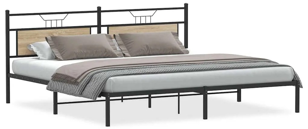 vidaXL Πλαίσιο Κρεβατιού Χωρ. Στρώμα Sonoma Δρυς 193x201 εκ. Επ. Ξύλο